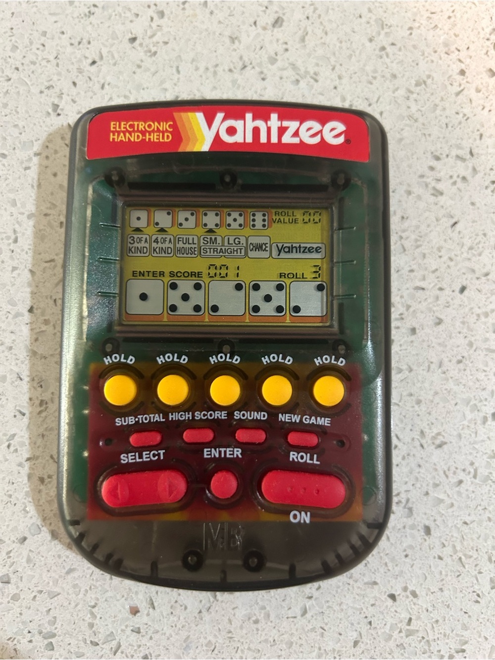 Electronic Hand-Held Yahtzee Game - Red, Yellow, Green